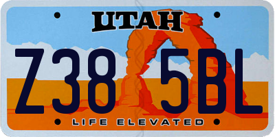 UT license plate Z385BL