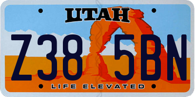 UT license plate Z385BN