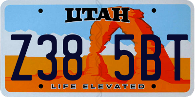 UT license plate Z385BT