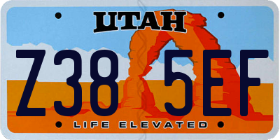 UT license plate Z385EF
