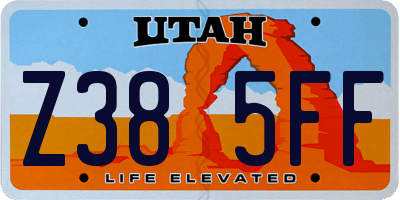 UT license plate Z385FF