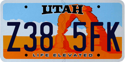 UT license plate Z385FK