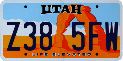 UT license plate Z385FW
