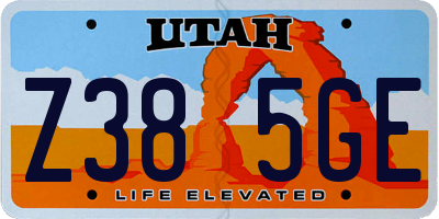 UT license plate Z385GE