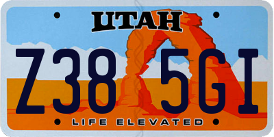 UT license plate Z385GI