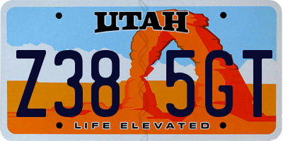 UT license plate Z385GT