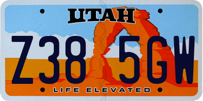 UT license plate Z385GW