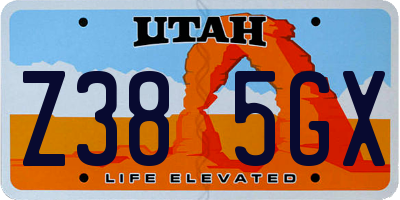 UT license plate Z385GX