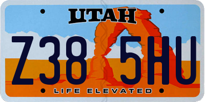 UT license plate Z385HU