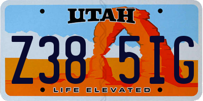 UT license plate Z385IG