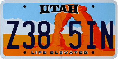 UT license plate Z385IN