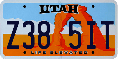 UT license plate Z385IT