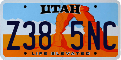 UT license plate Z385NC