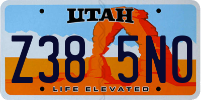 UT license plate Z385NO