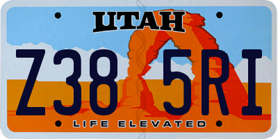 UT license plate Z385RI