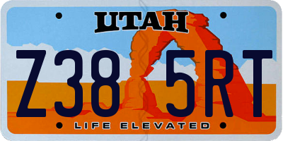 UT license plate Z385RT