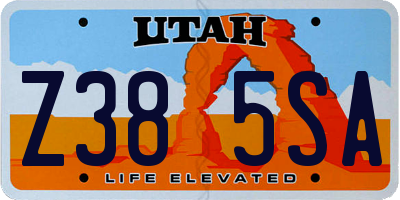 UT license plate Z385SA