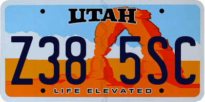 UT license plate Z385SC