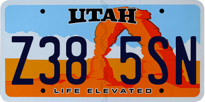 UT license plate Z385SN