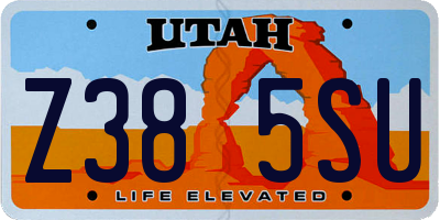 UT license plate Z385SU