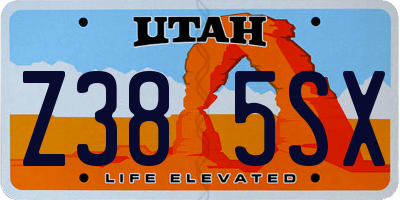 UT license plate Z385SX