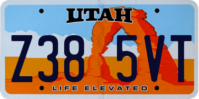 UT license plate Z385VT