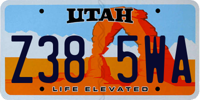 UT license plate Z385WA