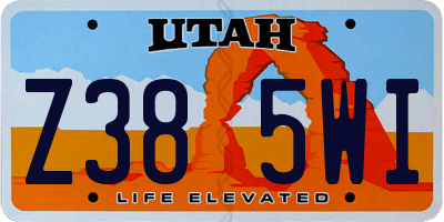 UT license plate Z385WI