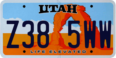 UT license plate Z385WW