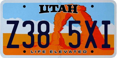 UT license plate Z385XI