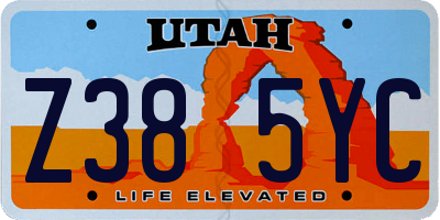 UT license plate Z385YC