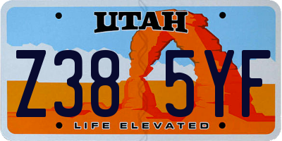 UT license plate Z385YF