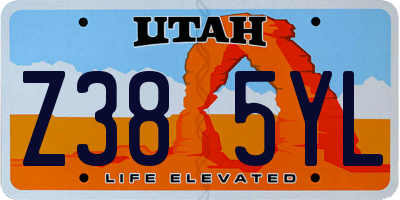 UT license plate Z385YL