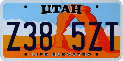 UT license plate Z385ZT