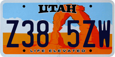 UT license plate Z385ZW