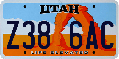 UT license plate Z386AC