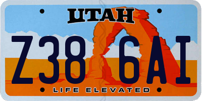 UT license plate Z386AI