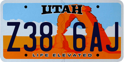 UT license plate Z386AJ