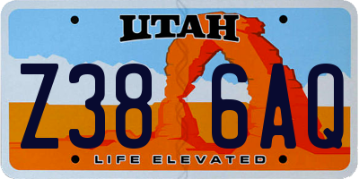 UT license plate Z386AQ