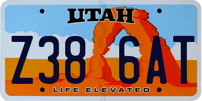 UT license plate Z386AT