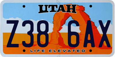UT license plate Z386AX