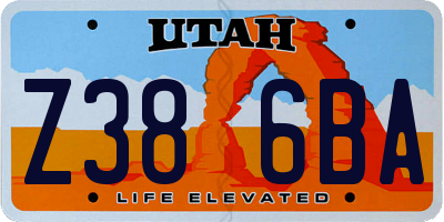 UT license plate Z386BA