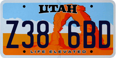 UT license plate Z386BD