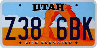 UT license plate Z386BK
