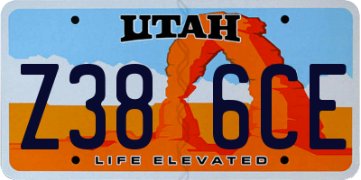 UT license plate Z386CE