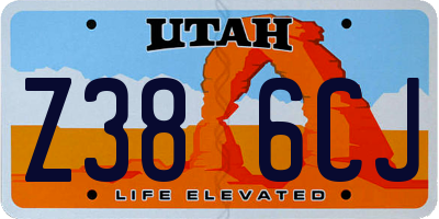 UT license plate Z386CJ