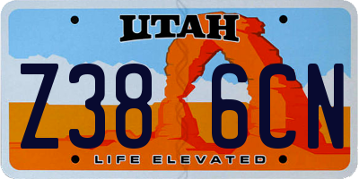 UT license plate Z386CN