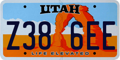 UT license plate Z386EE