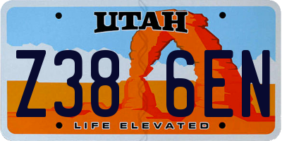 UT license plate Z386EN