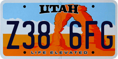UT license plate Z386FG